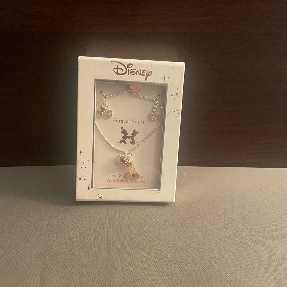 Disney Forever Yours Silver Plated Adjustable Charm Bracelet